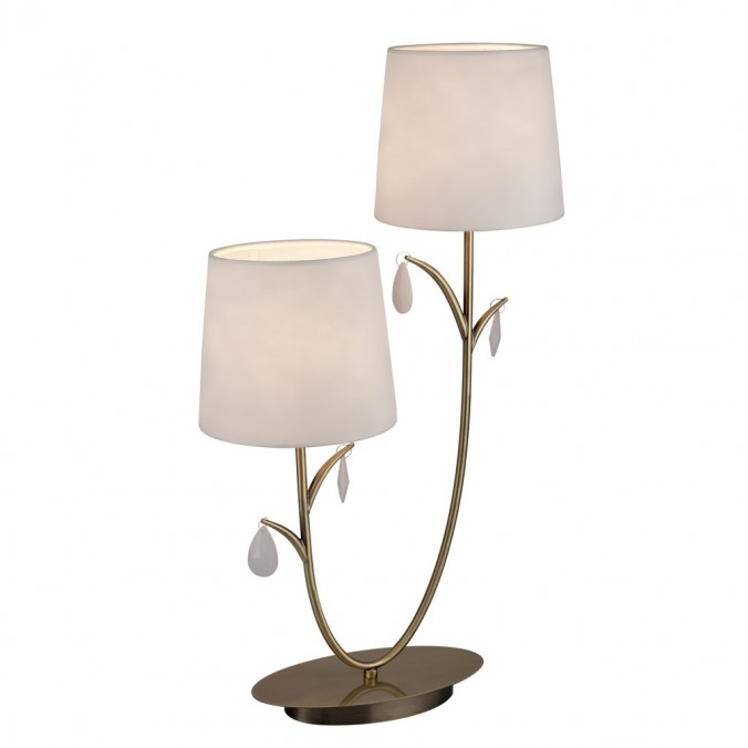 Lámpara de mesa estilo clásico dorado 2 luces