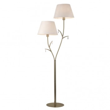 Lámpara de pie estilo clásico dorado 2 luces