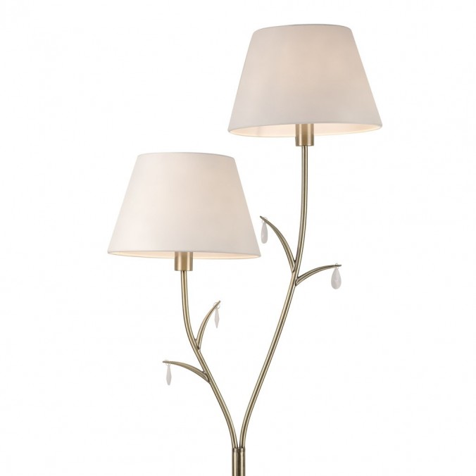 Lámpara de pie estilo clásico dorado 2 luces Lámpara de pie estilo clásico dorado 2 luces