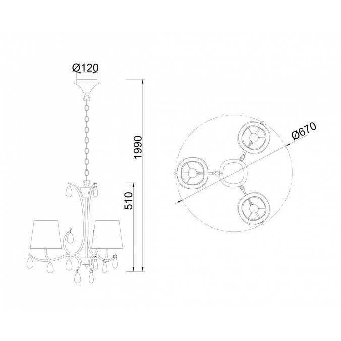 Lámpara de techo estilo clásico cromo 3 luces