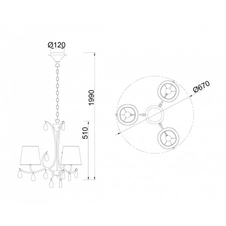 Lámpara de techo estilo clásico cromo 3 luces