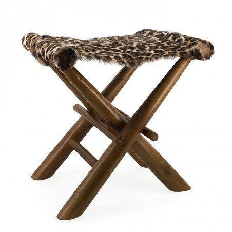 Taburete plegable leopardo - 48x40x45h