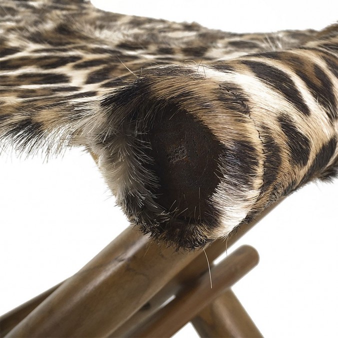 Taburete plegable leopardo - 48x40x45h