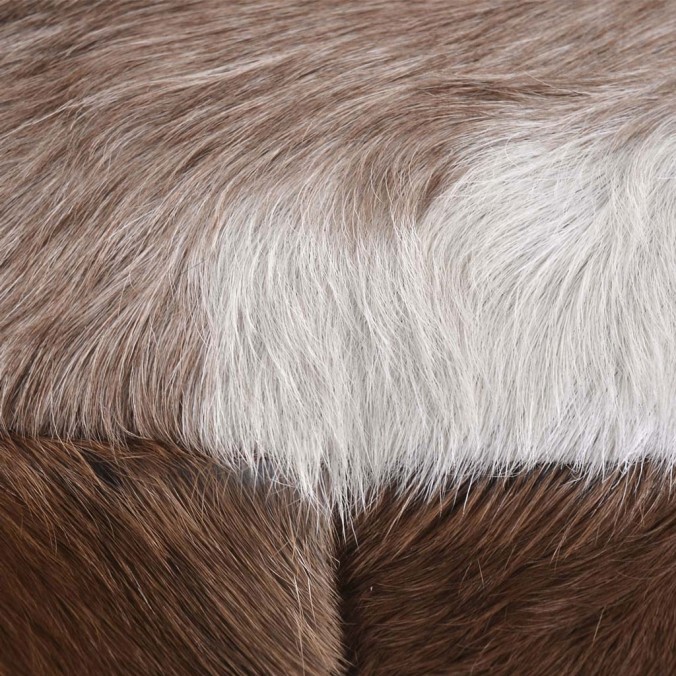 Taburete redondo piel de cabra - 38x38x45h