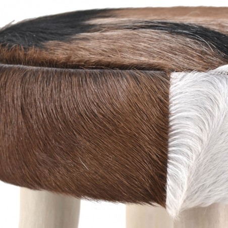 Taburete redondo piel de cabra - 38x38x45h
