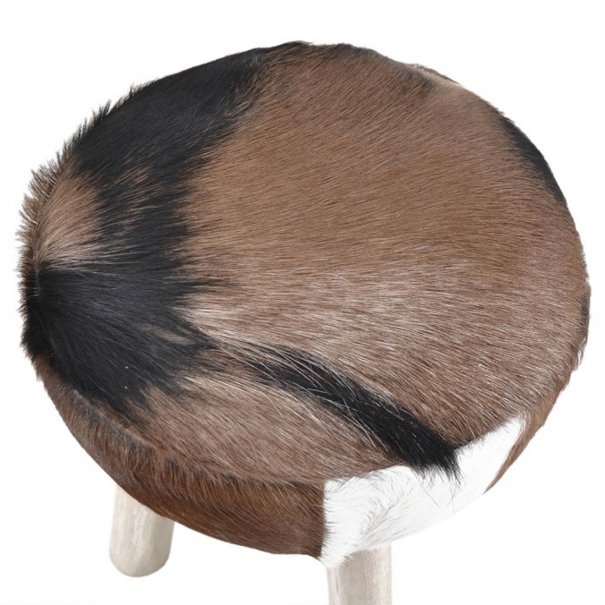 Taburete redondo piel de cabra - 38x38x45h