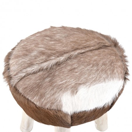 Taburete redondo piel de cabra - 38x38x45h