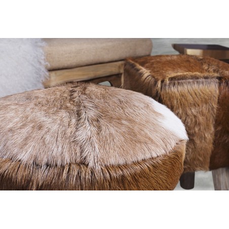 Taburete cuadrado piel de cabra - 30x30x45h