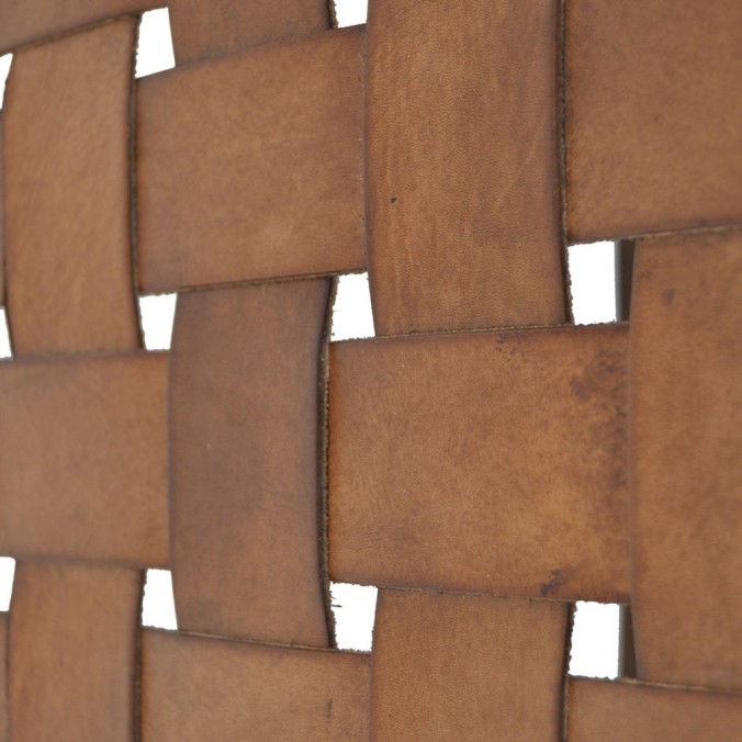 Taburete de teca asiento piel trenzada - 45x45x45h