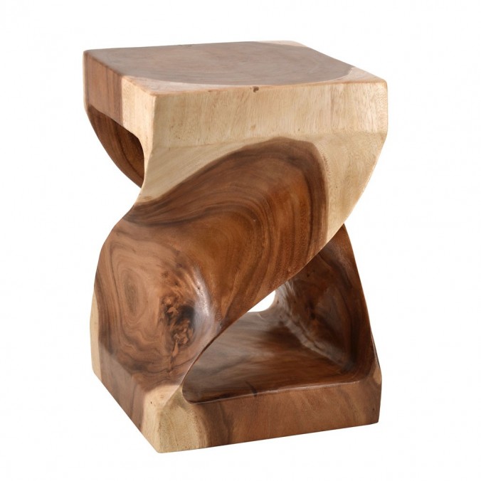 Taburete estilo étnico madera curva - 30x30x45h