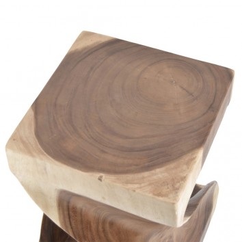 Taburete estilo étnico madera curva - 30x30x45h 2