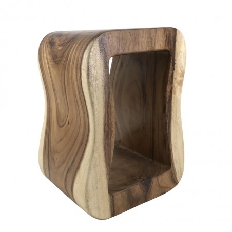 Taburete estilo étnico madera rectangular - 30x30x45h