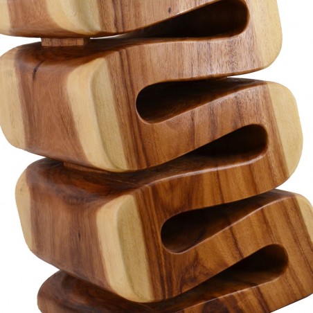 Taburete estilo étnico madera zigzag - 30x30x45h