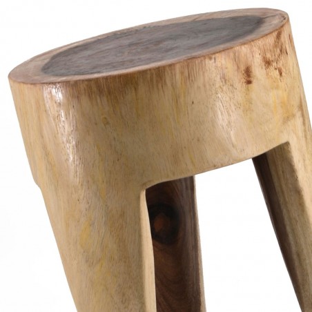 Taburete redondo estilo étnico madera suar - 35x35x45h