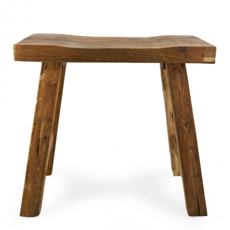 Taburete rústico madera de teca natural - 52x32x48h