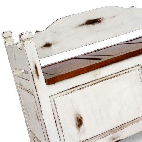 Banco con baúl estilorústico madera decapé - 110x45x70h