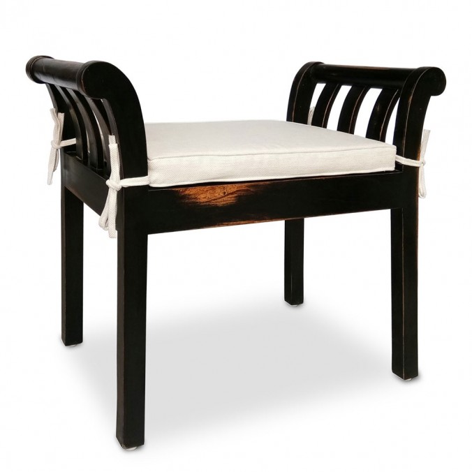 Banqueta estilo provenzal madera negro - 65x37x65h