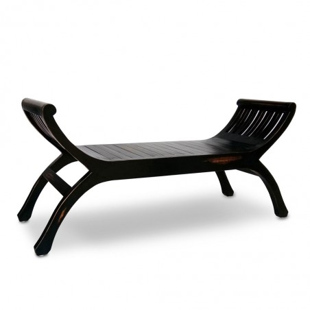 Banco estilo provenzal madera tono negro - 120x37x60h