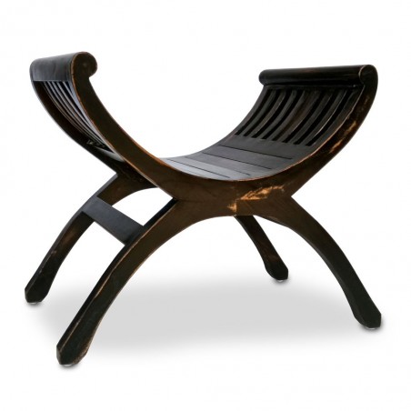 Banqueta estilo provenzal madera tono negro - 62x35x60h