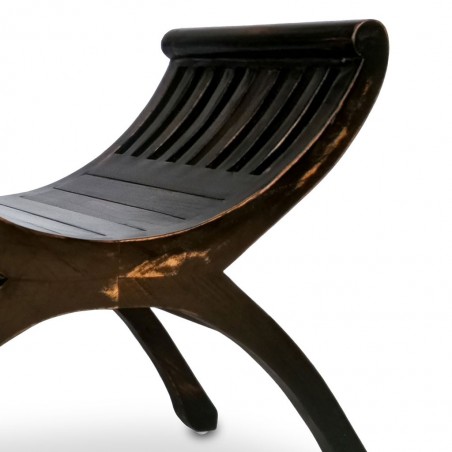 Banqueta estilo provenzal madera tono negro - 62x35x60h