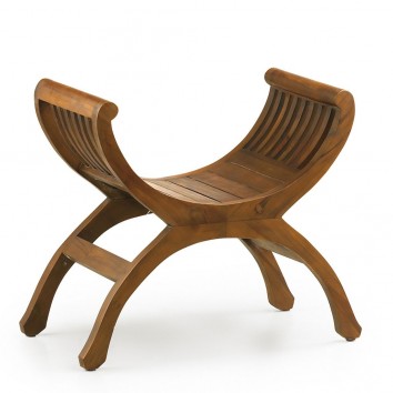 Banqueta estilo provenzal madera natural oscuro - 62x35x60h