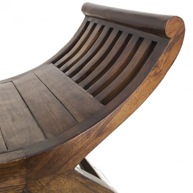 Banqueta estilo provenzal madera natural oscuro - 62x35x60h