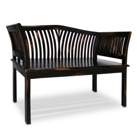 Banco estilo colonial madera tono negro - 117x47x76h