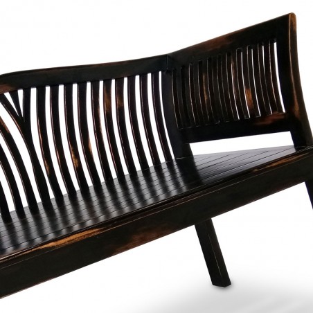 Banco estilo colonial madera tono negro - 117x47x76h