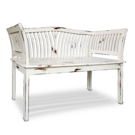 Banco estilo colonial madera tono decapé - 117x47x76h