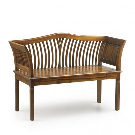 Banco estilo colonial madera natual oscuro - 117x47x76h