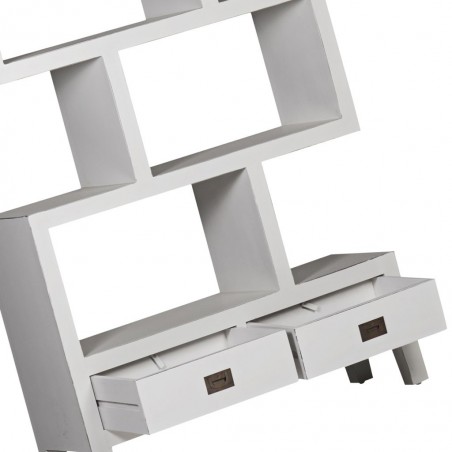 Libreria con dos cajones madera mindi blanco 100x35x190h