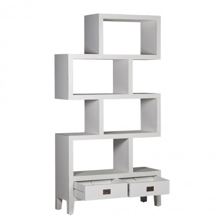 Libreria con dos cajones madera mindi blanco 100x35x190h