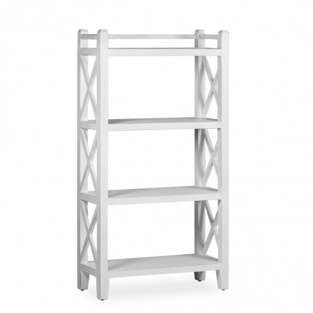 Libreria de pie 5 baldas madera mindi blanco 80x35x150h
