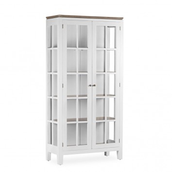 Vitrina 2 puertas madera mindi blanco 95x40x190h