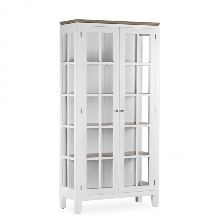 Vitrina 2 puertas madera mindi blanco 95x40x190h