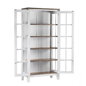 Vitrina 2 puertas madera mindi blanco 95x40x190h 2