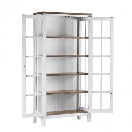 Vitrina 2 puertas madera mindi blanco 95x40x190h