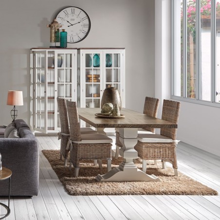 Vitrina 2 puertas madera mindi blanco 95x40x190h