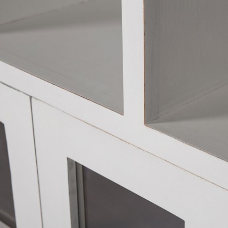 Libreria con vitrina madera mindi blanco 110x40x190h