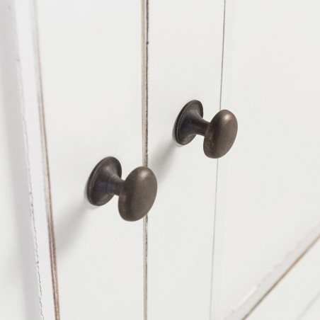 Vitrina con 2 cajones en madera mindi blanco 110x40x145h