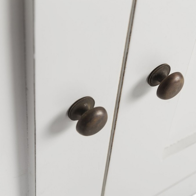 Aparador 3 cajones y 4 puertas en madera mindi blanco 180x45x90h