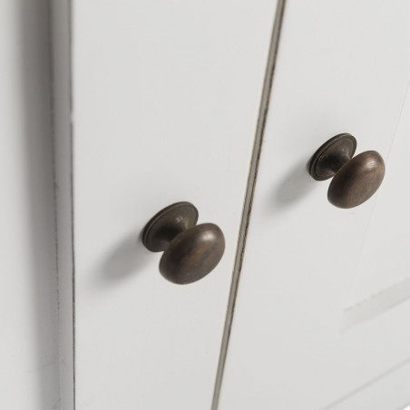 Aparador 3 cajones y 4 puertas en madera mindi blanco 180x45x90h