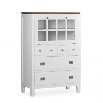 Aparador puerta abatible madera mindi blanco 90x45x135h