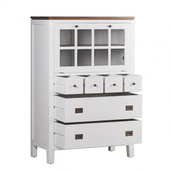 Aparador puerta abatible madera mindi blanco 90x45x135h