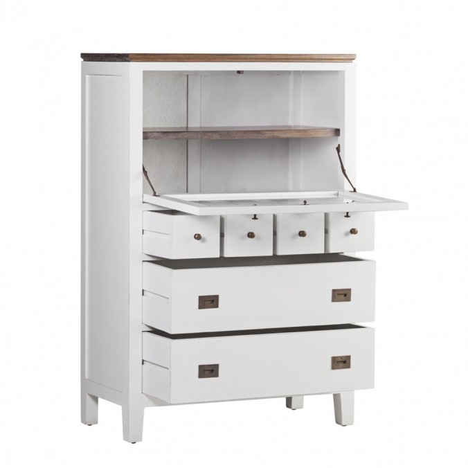 Aparador puerta abatible madera mindi blanco 90x45x135h