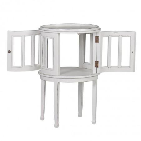 Mesa auxiliar licorera madera mindi tono blanco 50x50x78h