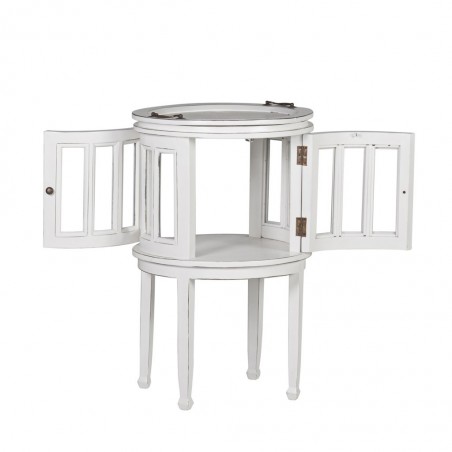 Mesa auxiliar licorera madera mindi tono blanco 50x50x78h