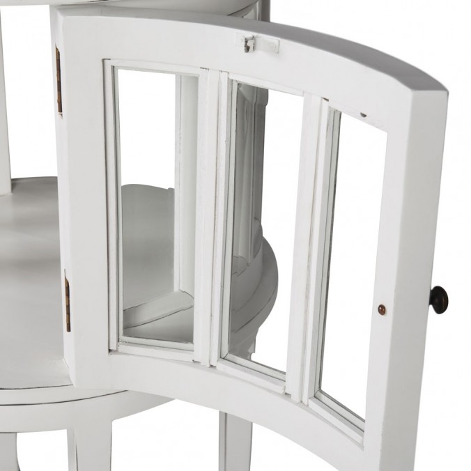 Mesa auxiliar licorera madera mindi tono blanco 50x50x78h