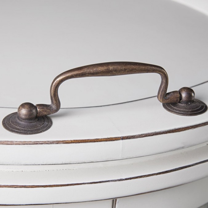 Mesa auxiliar licorera madera mindi tono blanco 50x50x78h