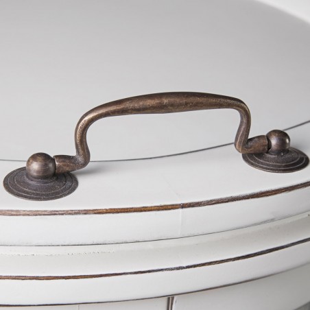 Mesa auxiliar licorera madera mindi tono blanco 50x50x78h